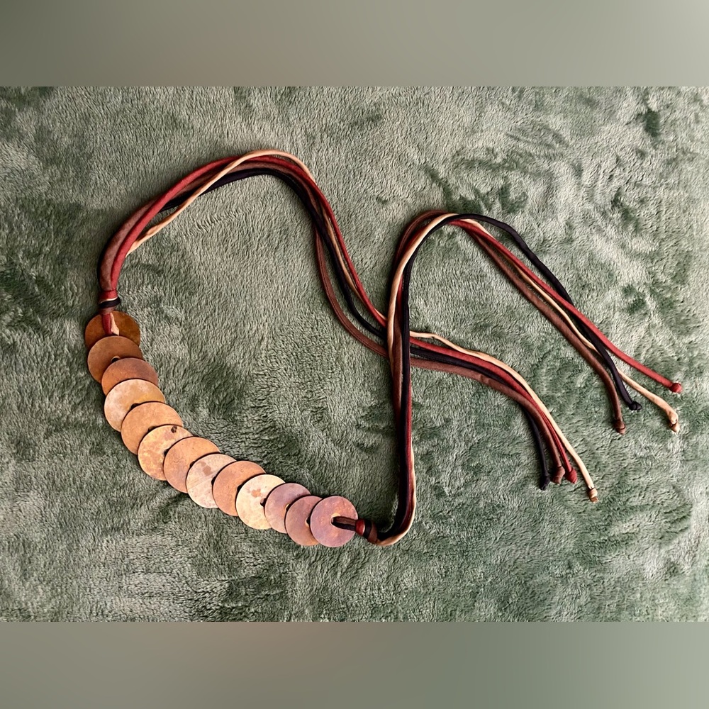 Handsome copper circles with colored ties belt